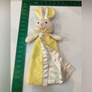 Rare Stephan Baby Lovey Bunny Rabbit Security Blanket Yellow White plush Blankie